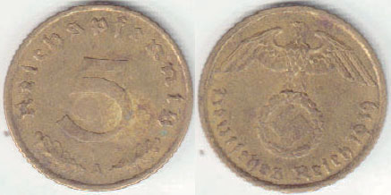 1939 A Germany 5 Pfennig A001733.